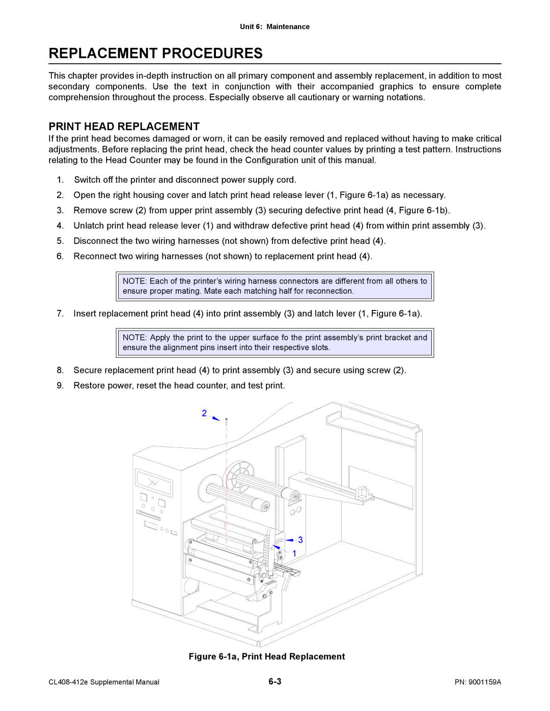 SATO CL408-412e manual Replacement Procedures, Print Head Replacement 