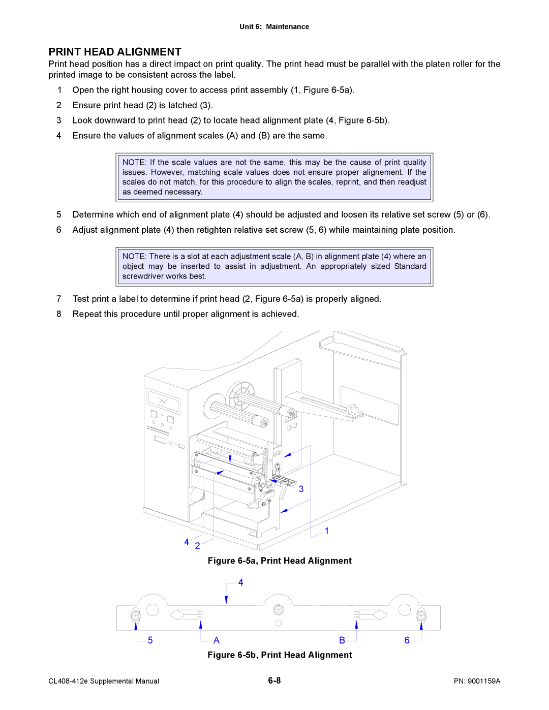 SATO CL408-412e manual 5a, Print Head Alignment 