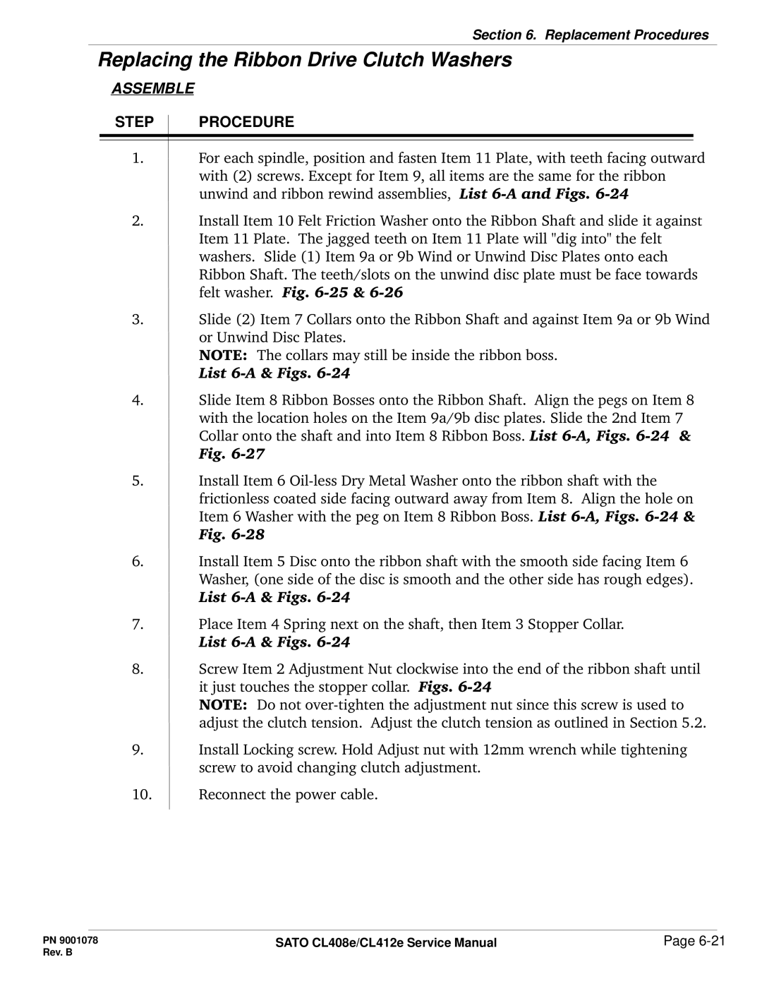 SATO CL412E service manual Assemble 