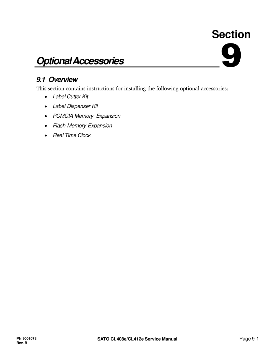 SATO CL412E service manual OptionalAccessories 