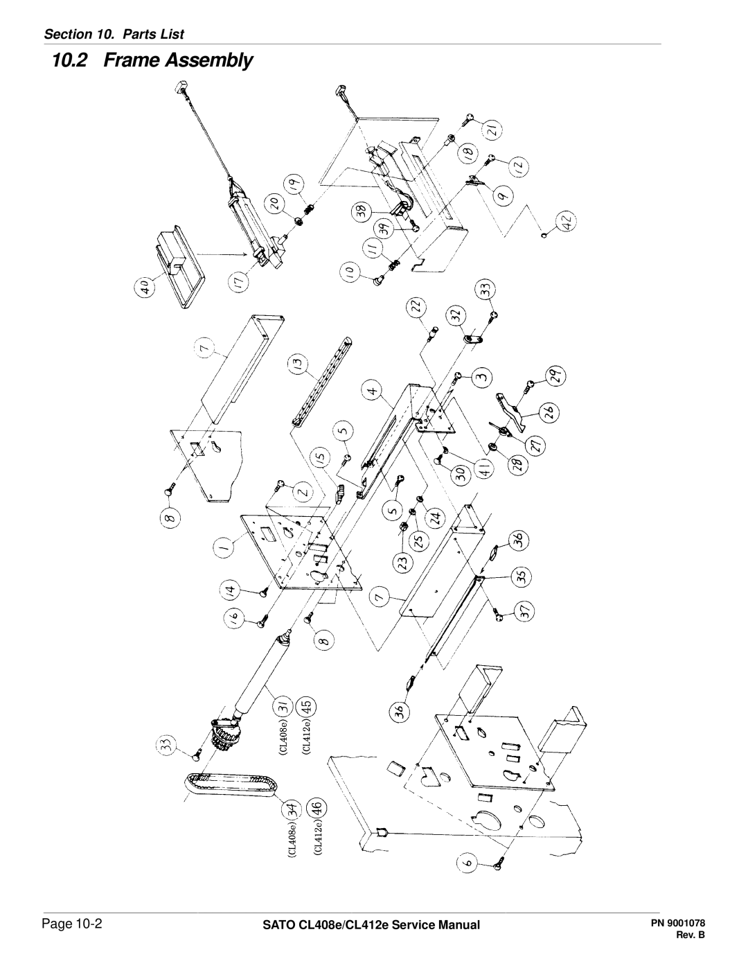 SATO CL412E service manual Frame Assembly 