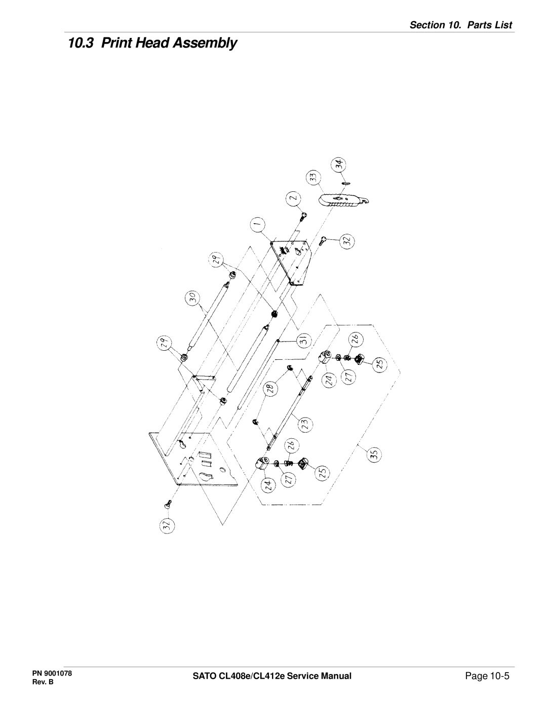 SATO CL412E service manual Print Head Assembly 