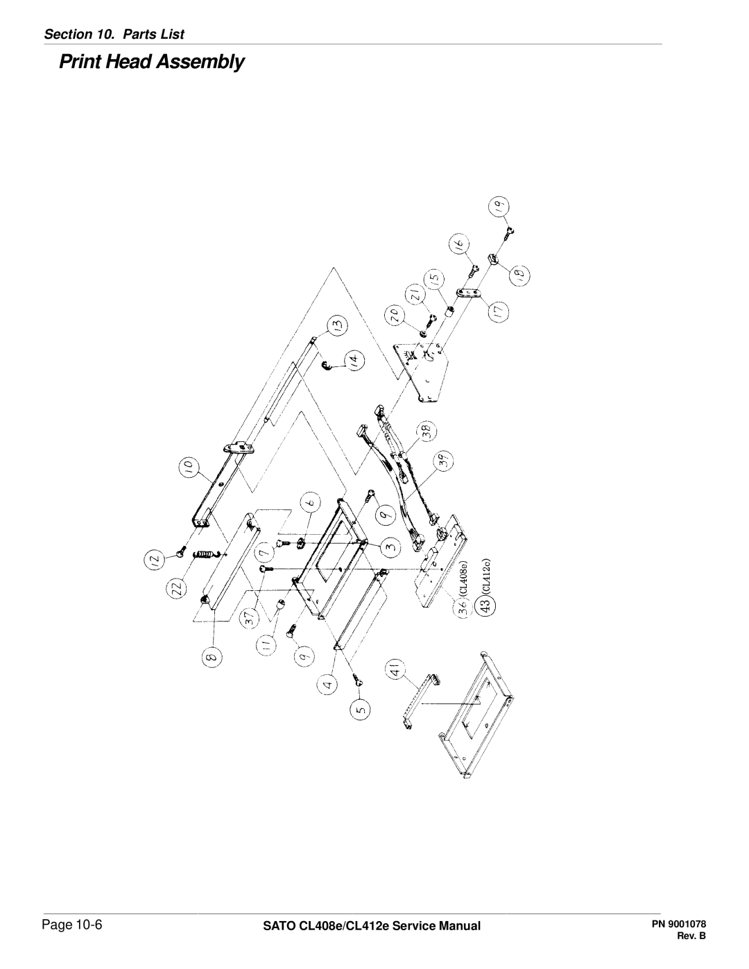 SATO CL412E service manual Print Head Assembly 