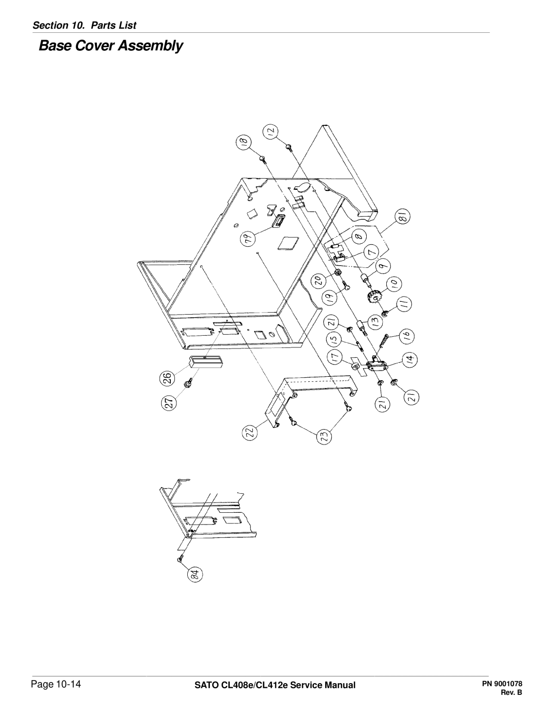 SATO CL412E service manual Base Cover Assembly 