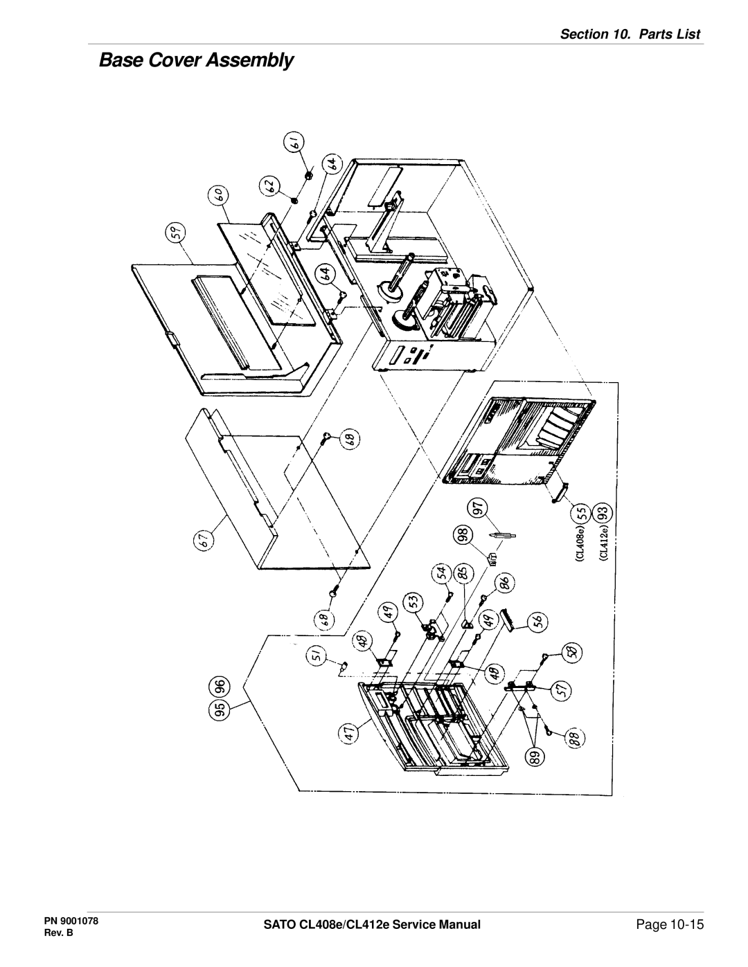 SATO CL412E service manual Base Cover Assembly 