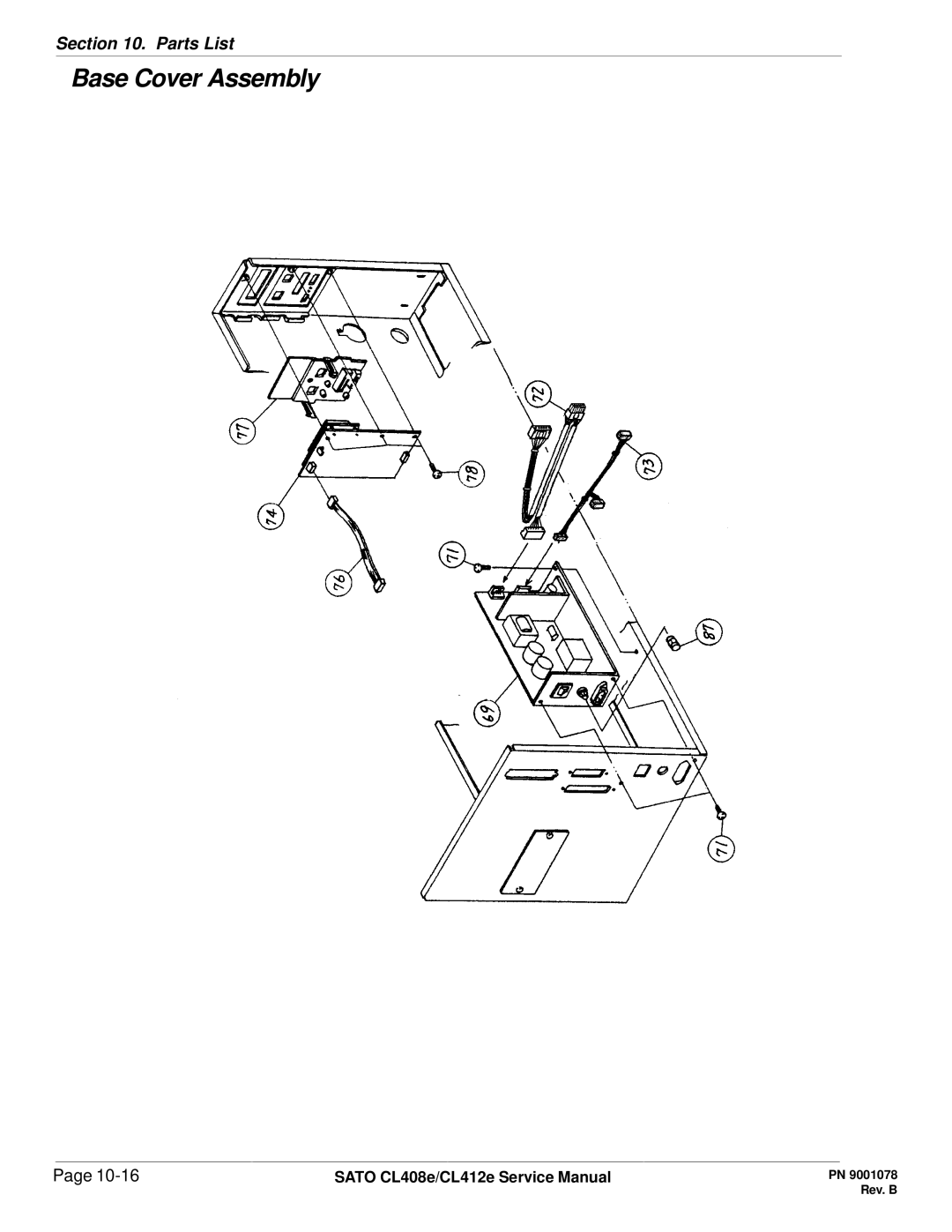 SATO CL412E service manual Base Cover Assembly 