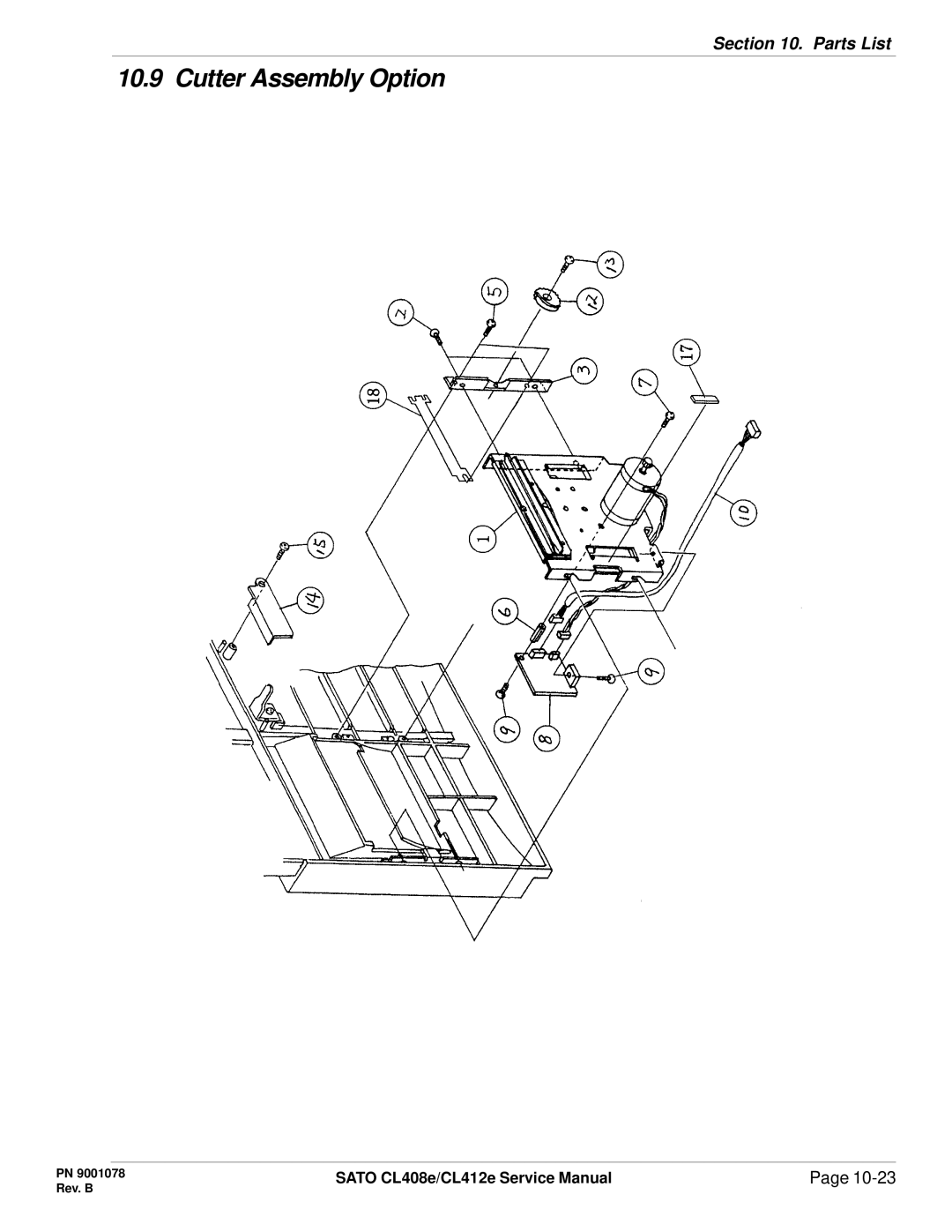 SATO CL412E service manual Cutter Assembly Option 