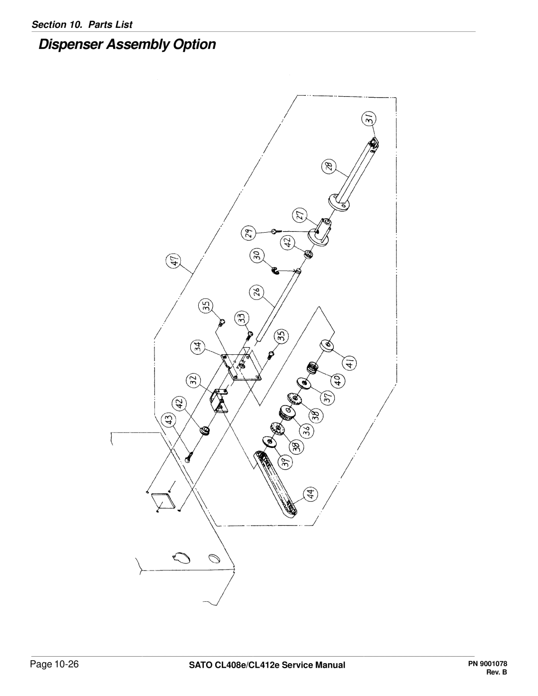 SATO CL412E service manual Dispenser Assembly Option 