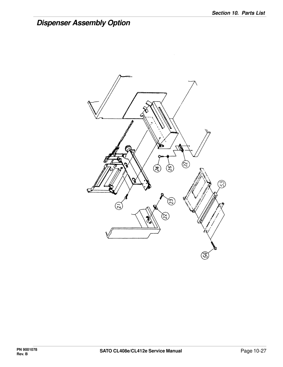 SATO CL412E service manual Dispenser Assembly Option 