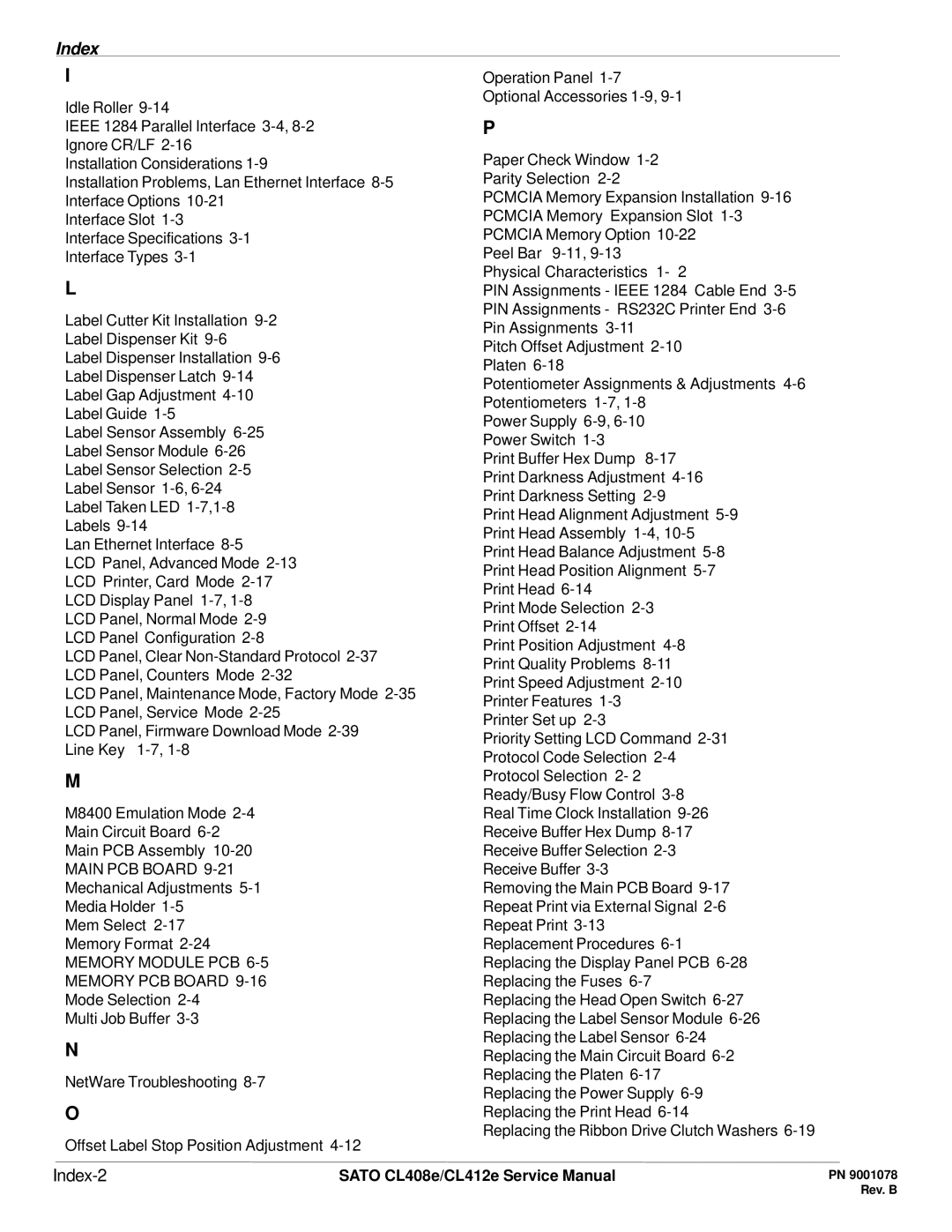 SATO CL412E service manual Index-2 