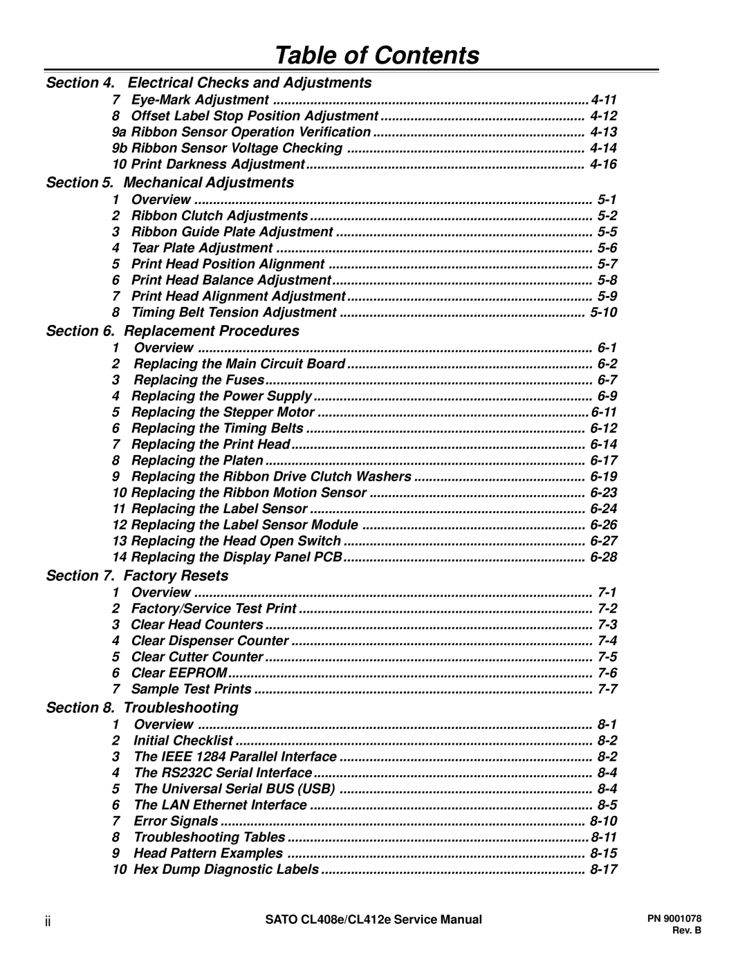 SATO CL412E service manual Mechanical Adjustments 