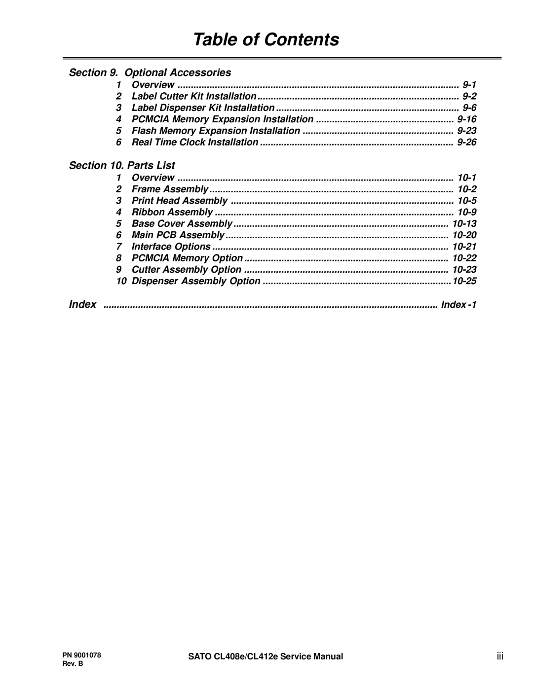 SATO CL412E service manual Optional Accessories 