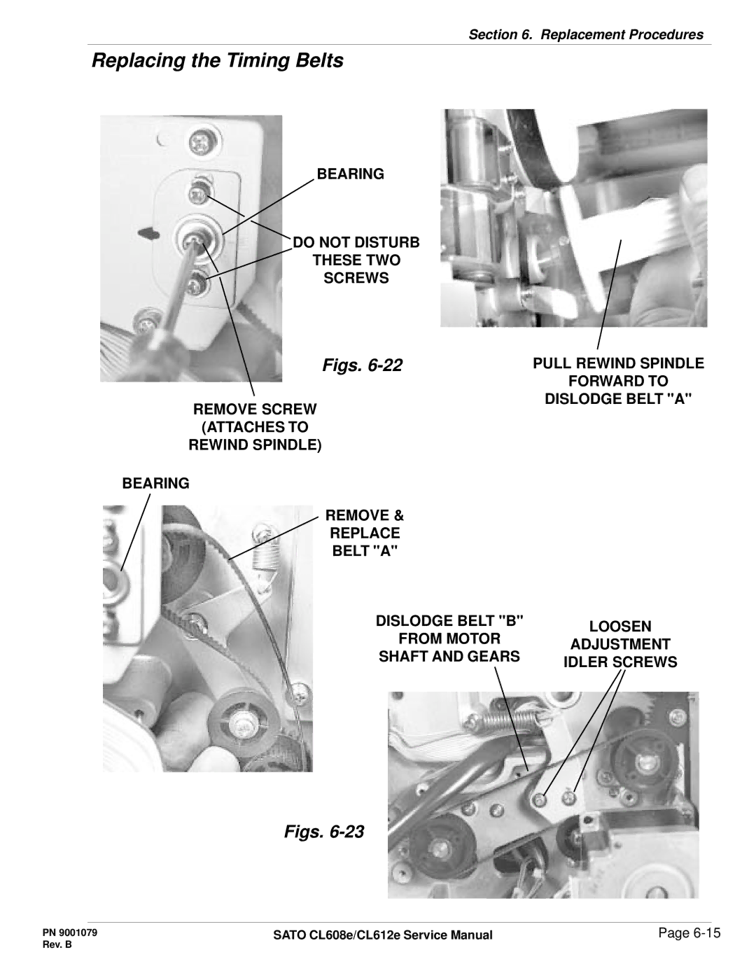 SATO CL608e/CL612e manual Figs, Bearing Do not Disturb These TWO Screws 