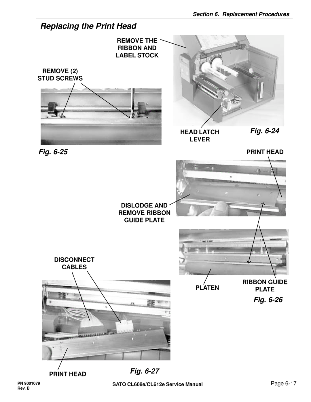 SATO CL608e/CL612e manual Remove Ribbon Label Stock Stud Screws 