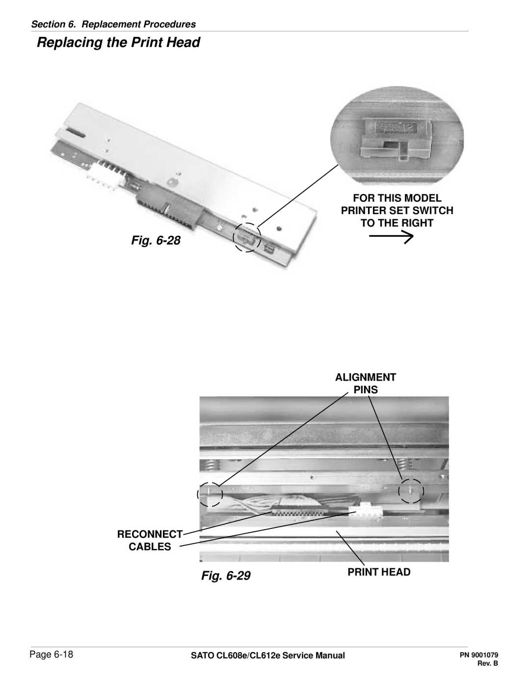 SATO CL608e/CL612e manual Replacing the Print Head 