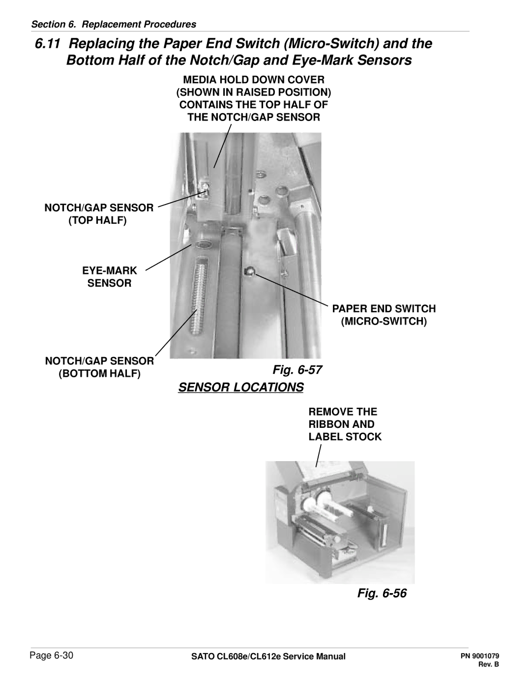 SATO CL608e/CL612e manual Sensor Locations 