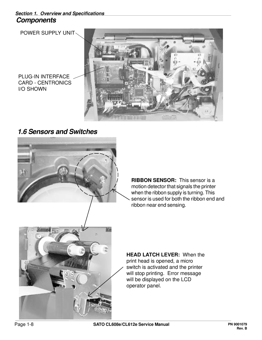 SATO CL608e/CL612e manual Sensors and Switches 