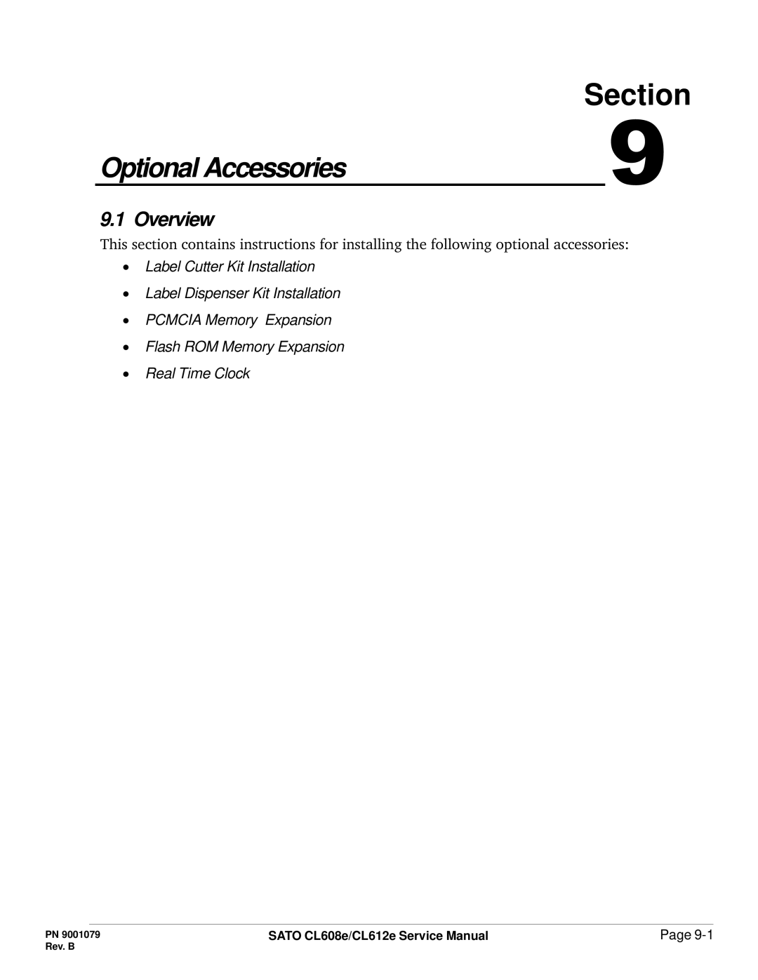 SATO CL608e/CL612e manual Optional Accessories 