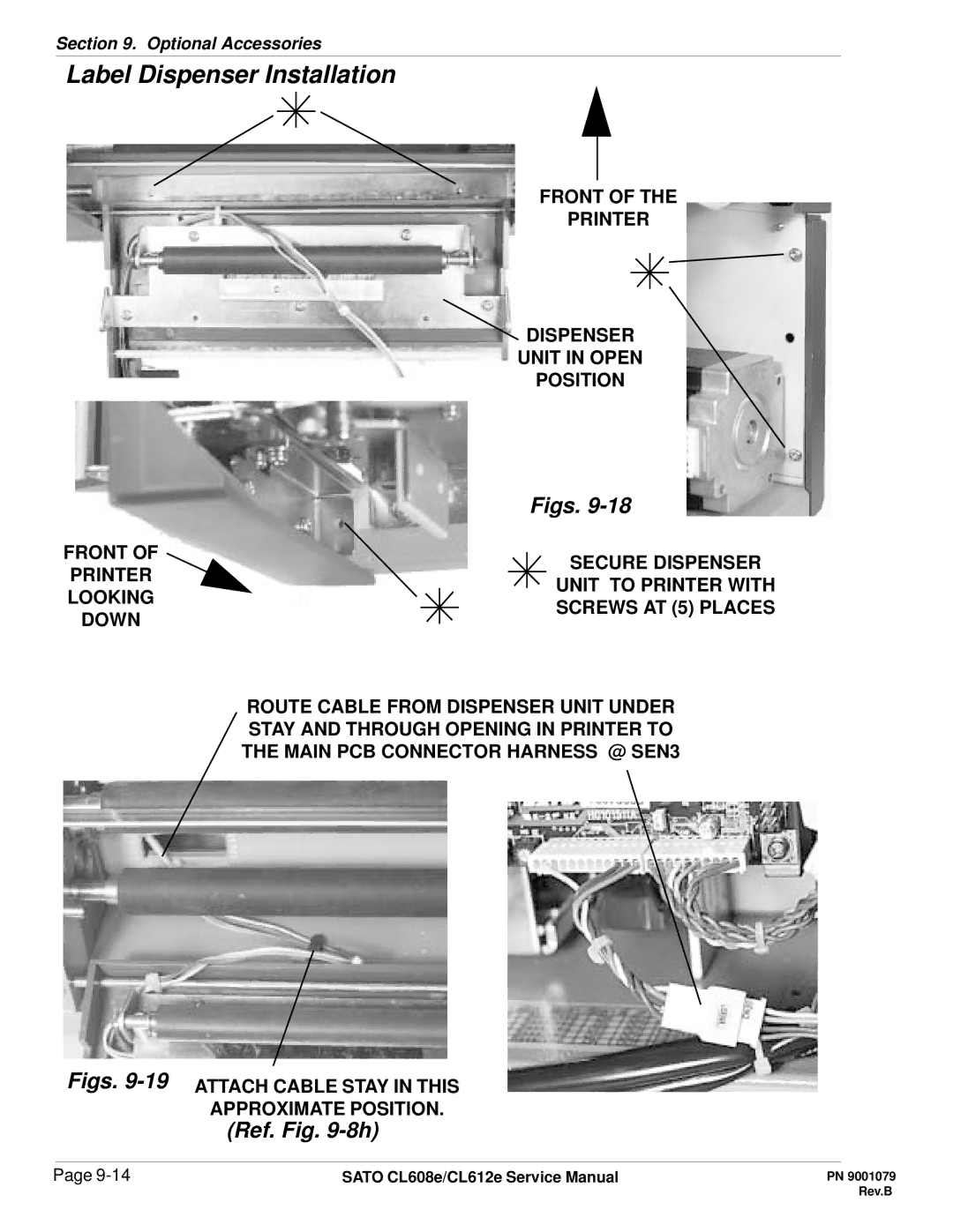 SATO CL608e/CL612e manual Ref. -8h, Front Printer Dispenser Unit in Open Position, Approximate Position 