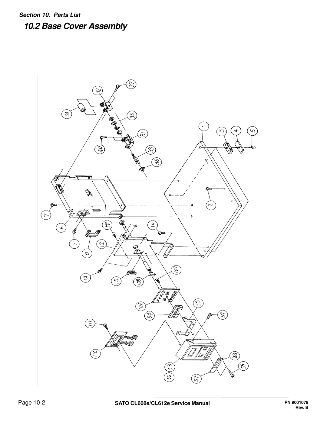 SATO CL608e/CL612e manual Base Cover Assembly 