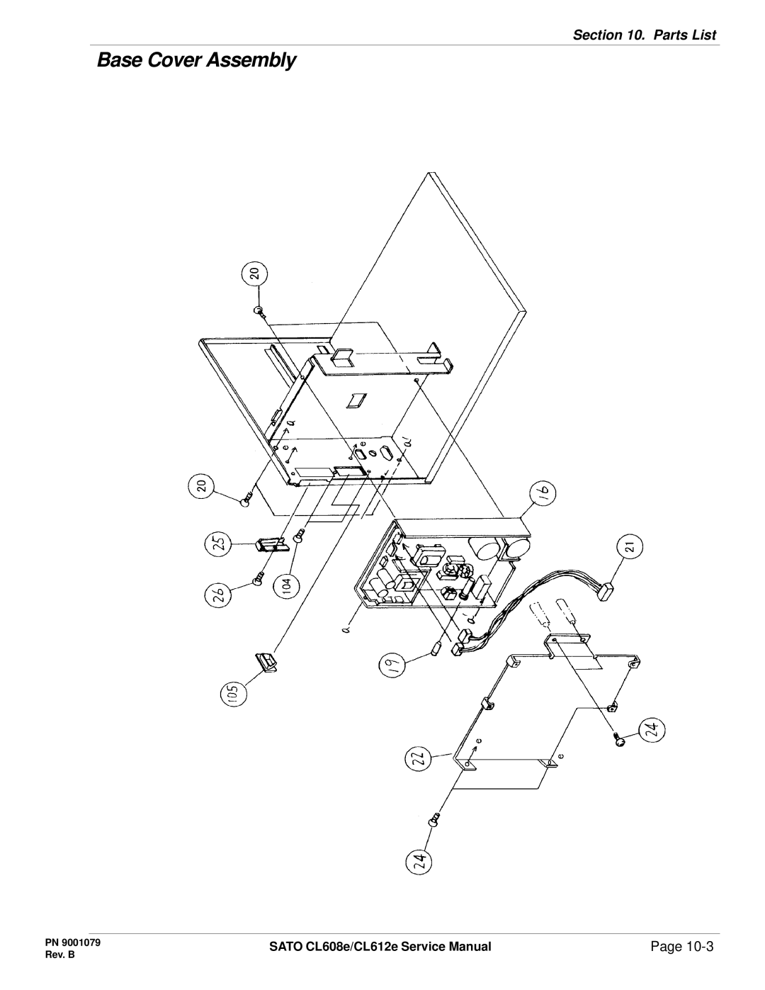 SATO CL608e/CL612e manual Base Cover Assembly 