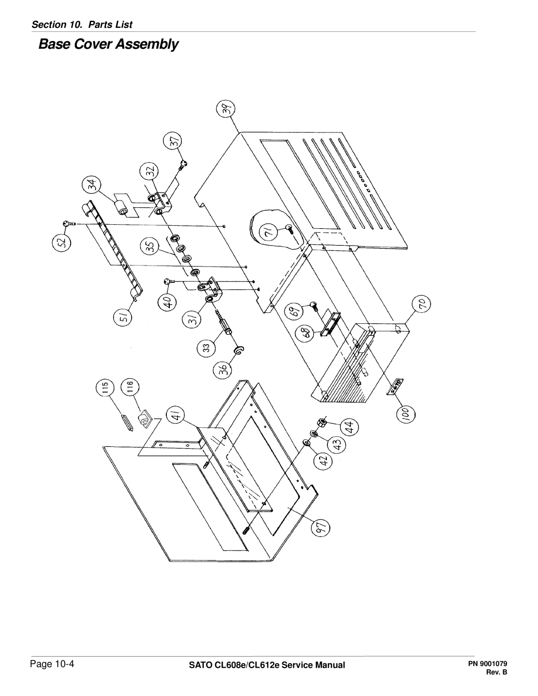 SATO CL608e/CL612e manual Base Cover Assembly 