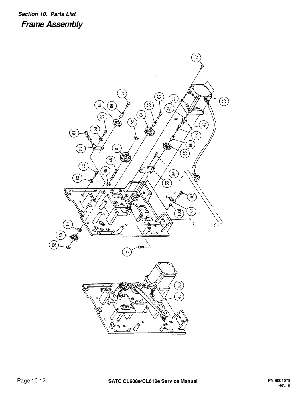 SATO CL608e/CL612e manual Frame Assembly 