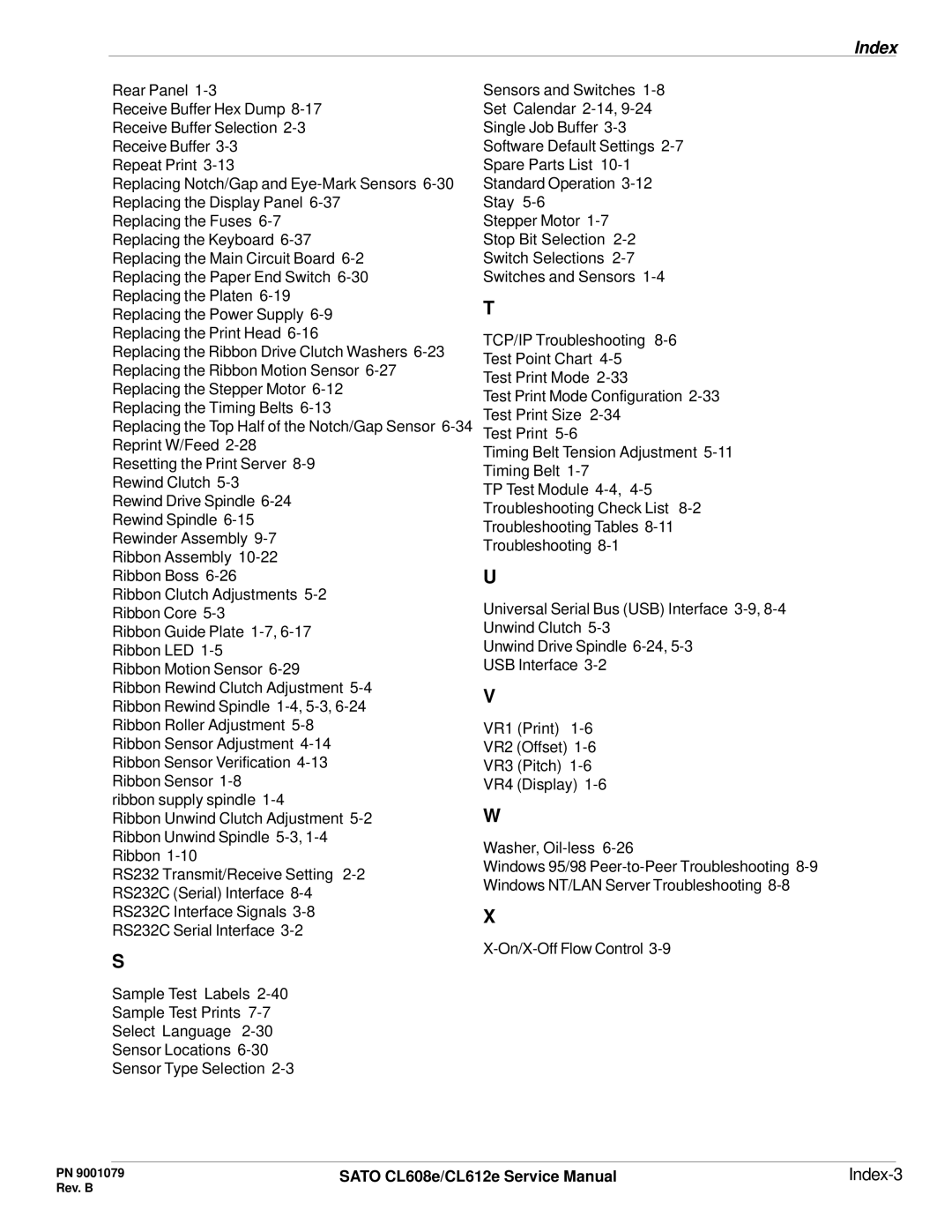 SATO CL608e/CL612e manual Index-3 