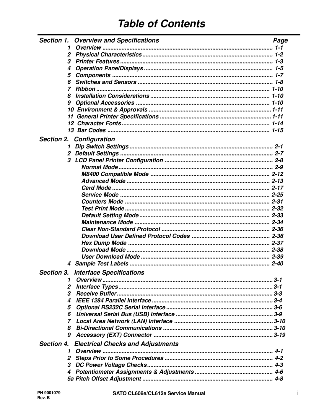 SATO CL608e/CL612e manual Table of Contents 