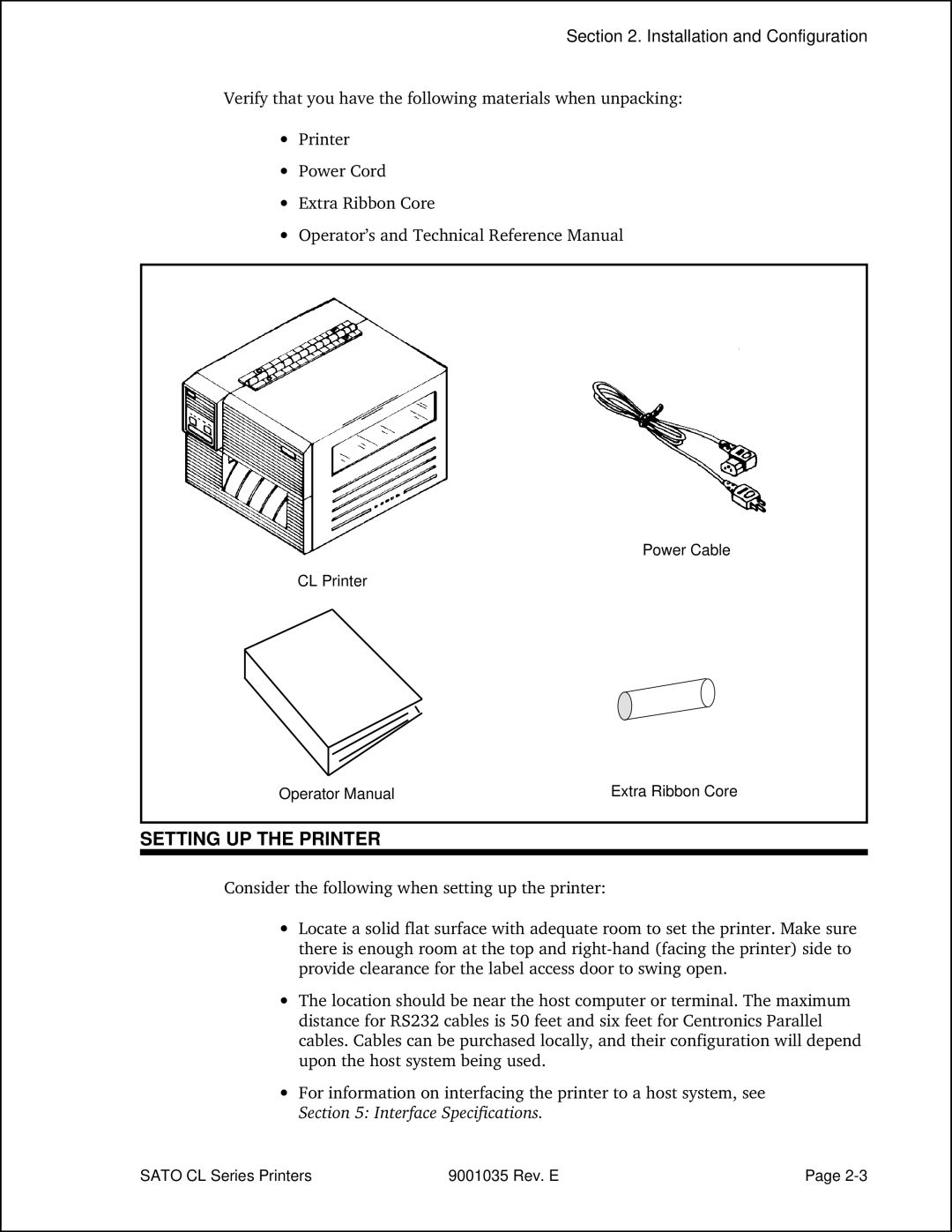 SATO CL608VA, CL612VA manual Setting UP the Printer 