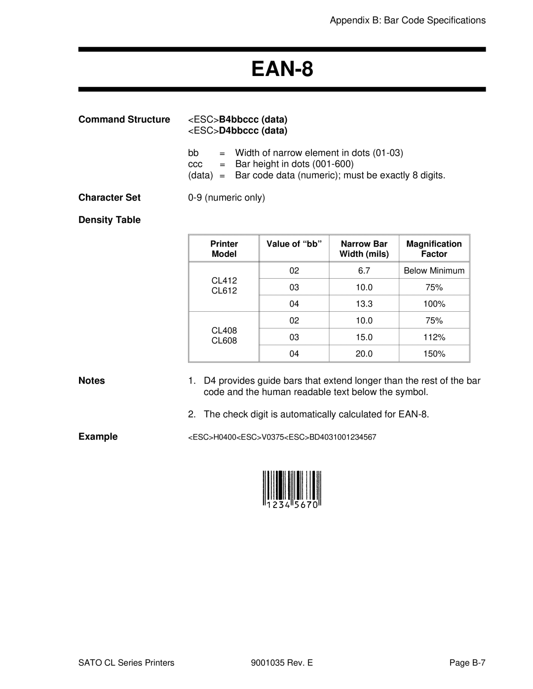 SATO CL608VA manual Command Structure ESCB4bbccc data, ESCD4bbccc data, Code and the human readable text below the symbol 