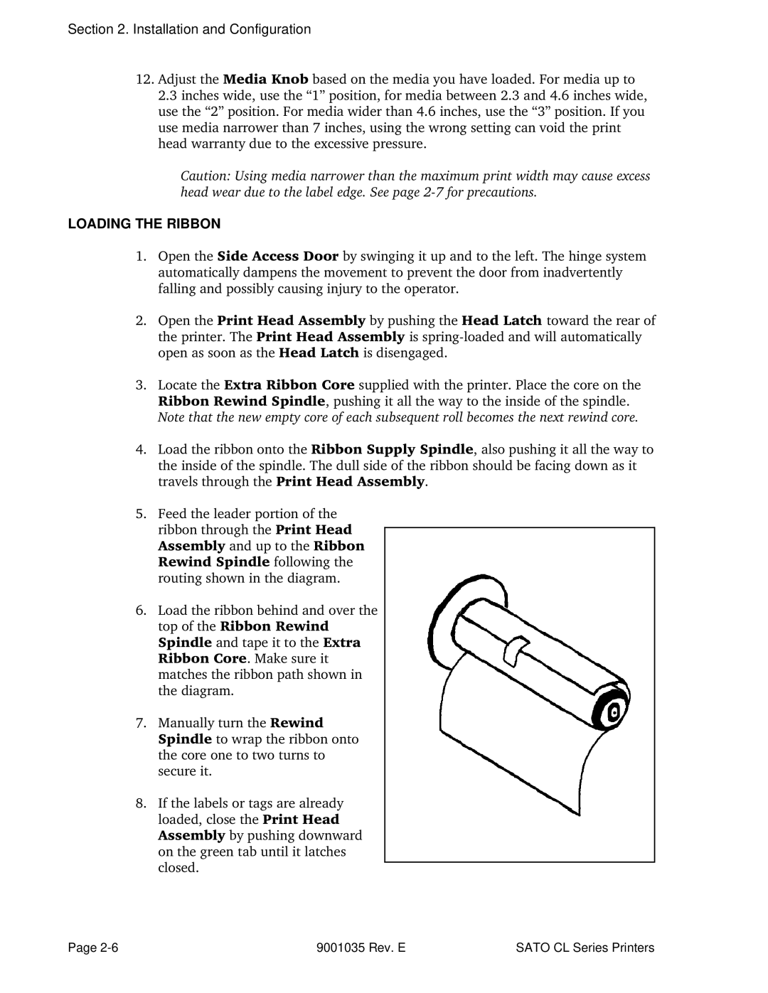 SATO CL612VA, CL608VA manual Loading the Ribbon 