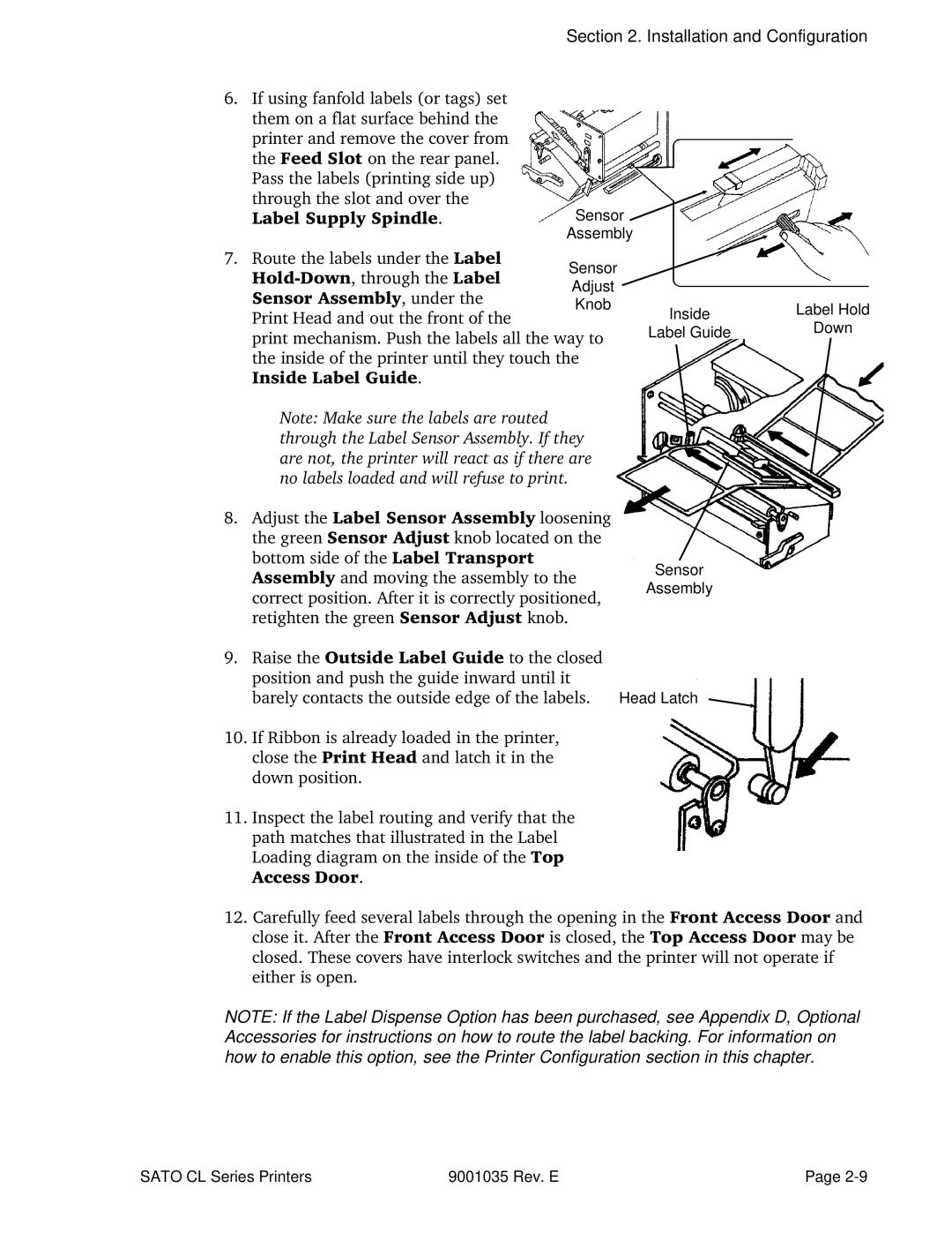 SATO CL608VA, CL612VA manual Sensor Assembly 