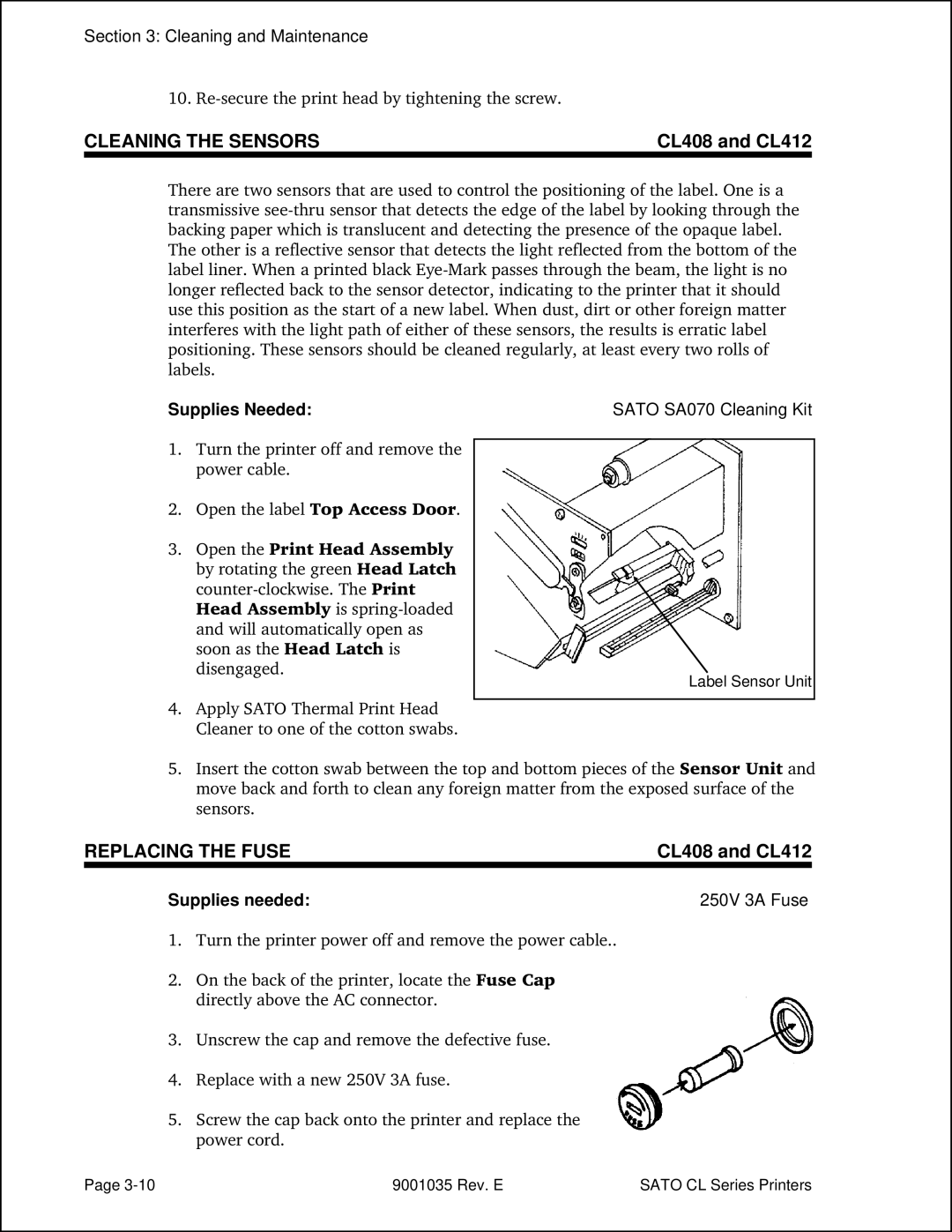 SATO CL612VA, CL608VA manual Re-secure the print head by tightening the screw 