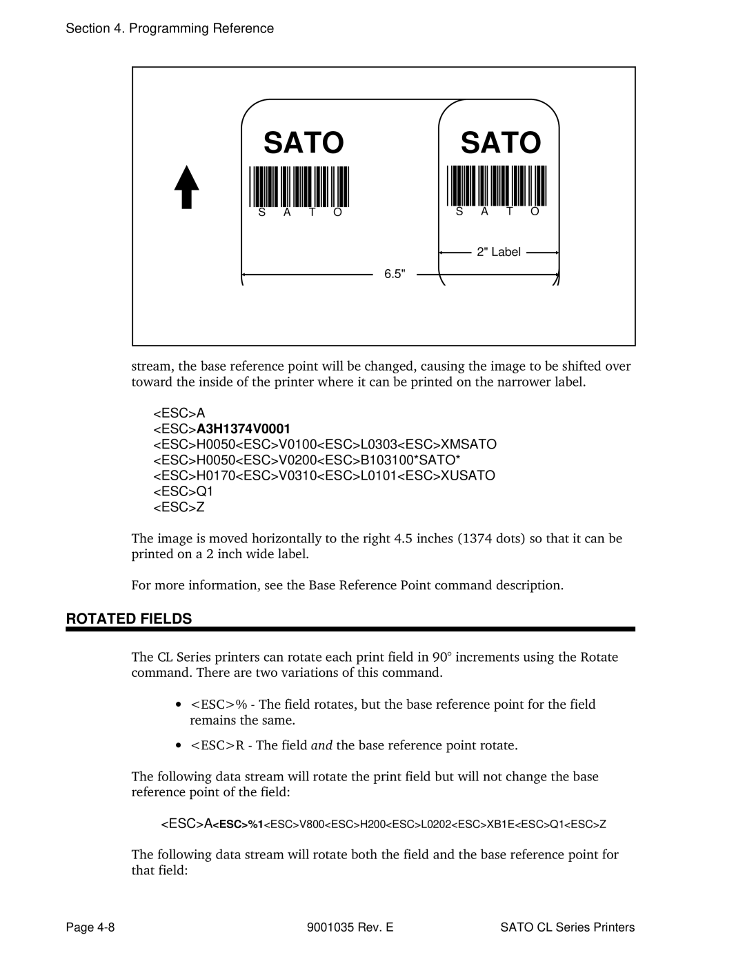 SATO CL612VA, CL608VA manual Sato Sato, Rotated Fields 