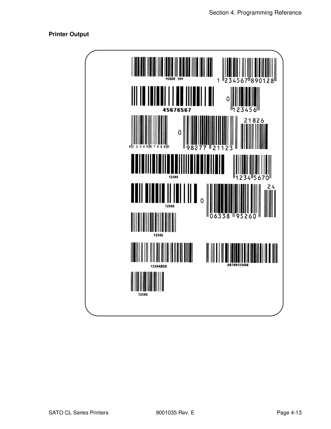 SATO CL608VA, CL612VA manual Printer Output 