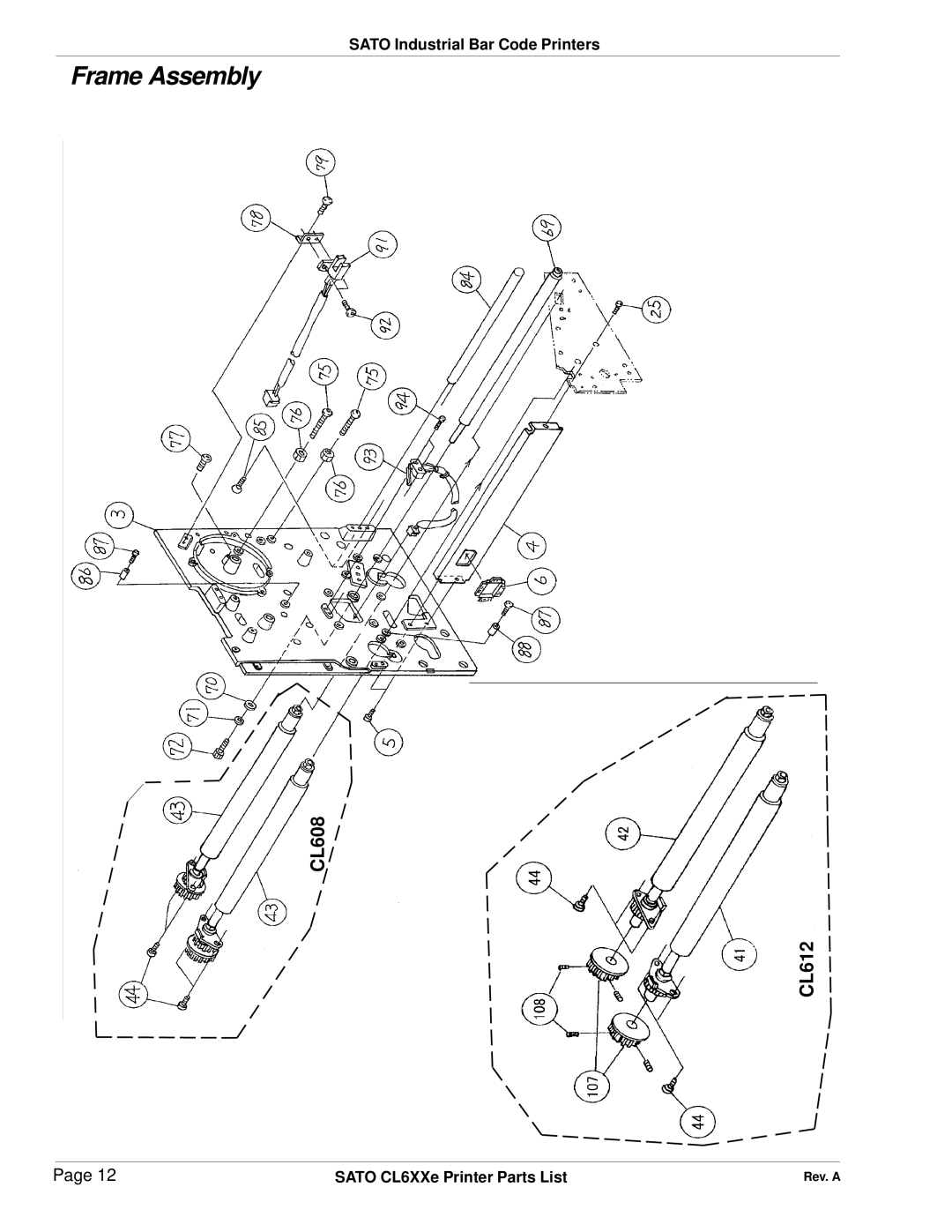 SATO CL6XXe manual Frame Assembly 