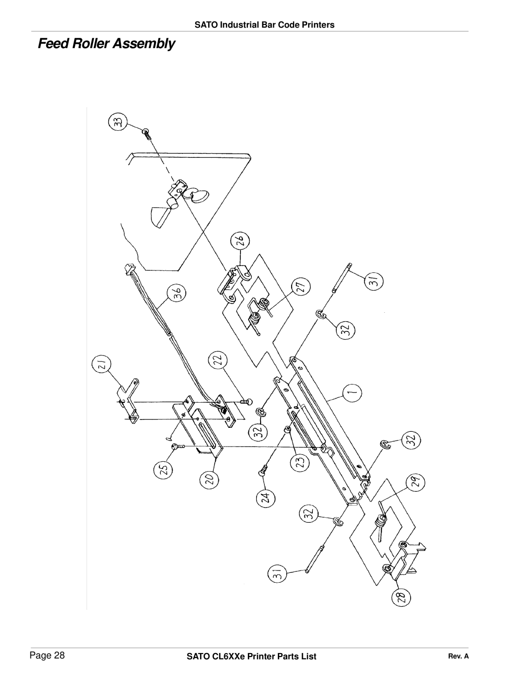 SATO CL6XXe manual Feed Roller Assembly 