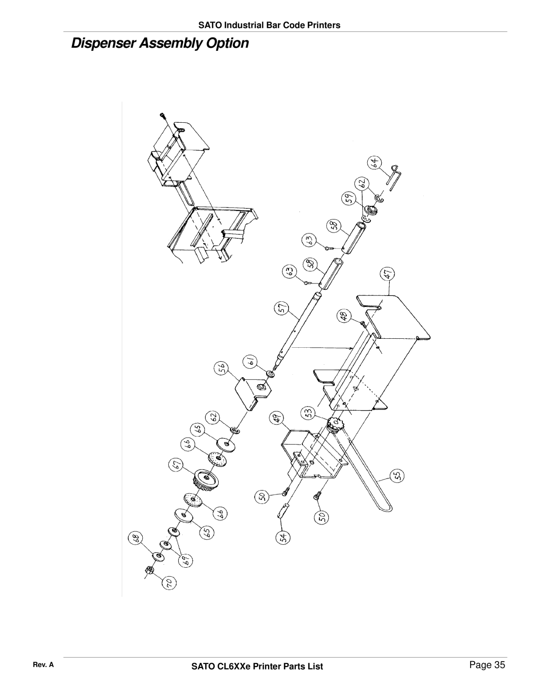 SATO CL6XXe manual Dispenser Assembly Option 