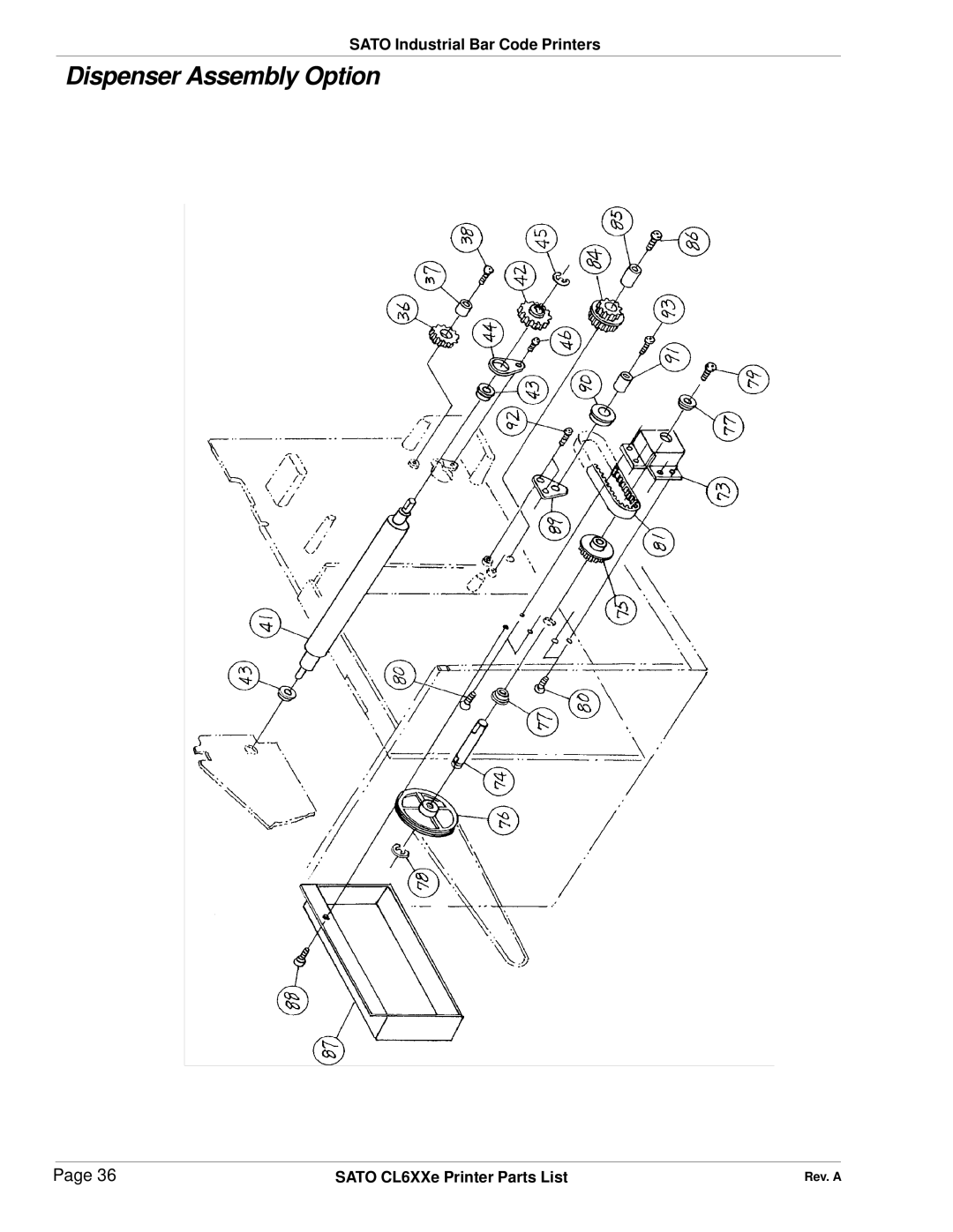 SATO CL6XXe manual Dispenser Assembly Option 