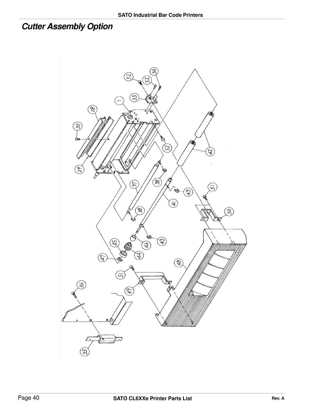 SATO CL6XXe manual Cutter Assembly Option 