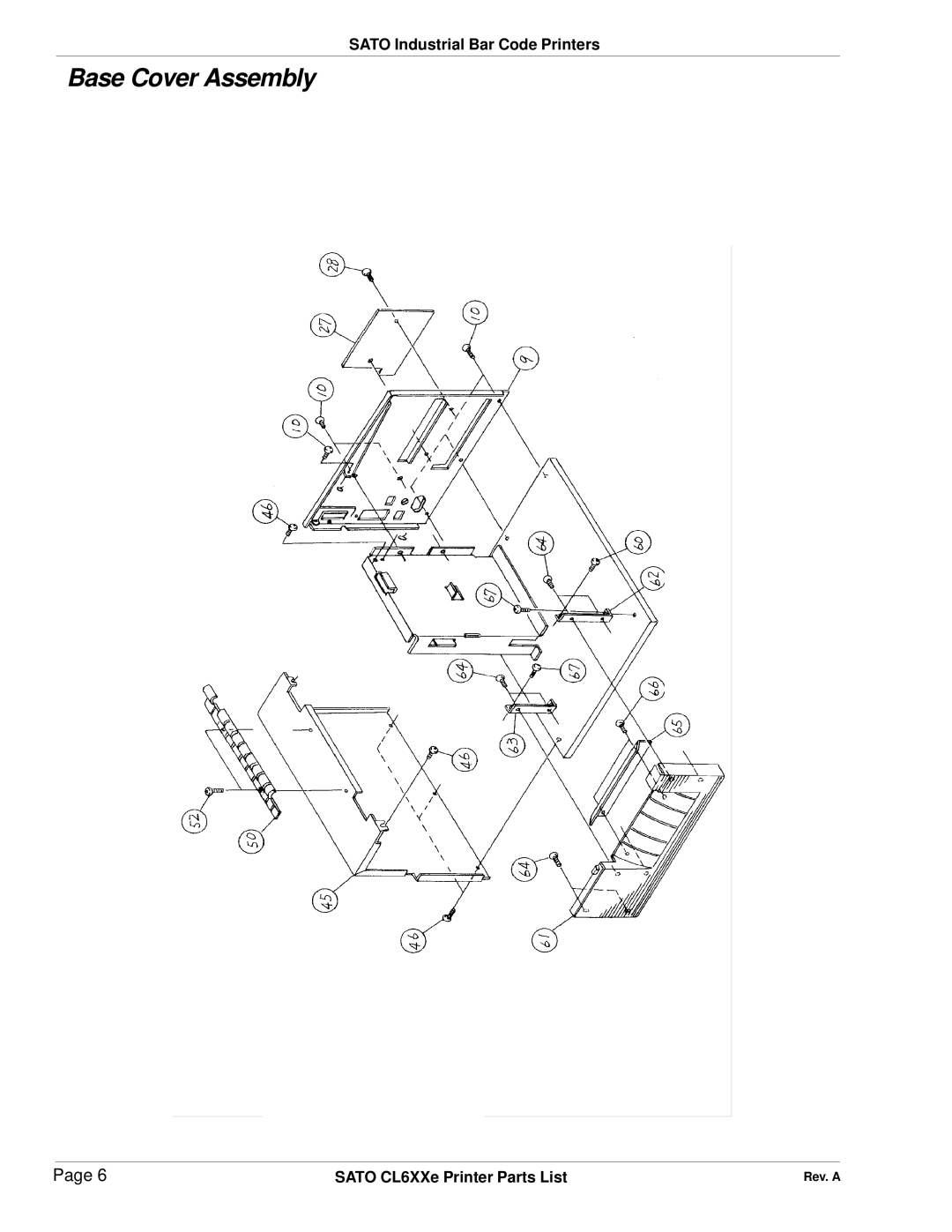 SATO CL6XXe manual Base Cover Assembly 
