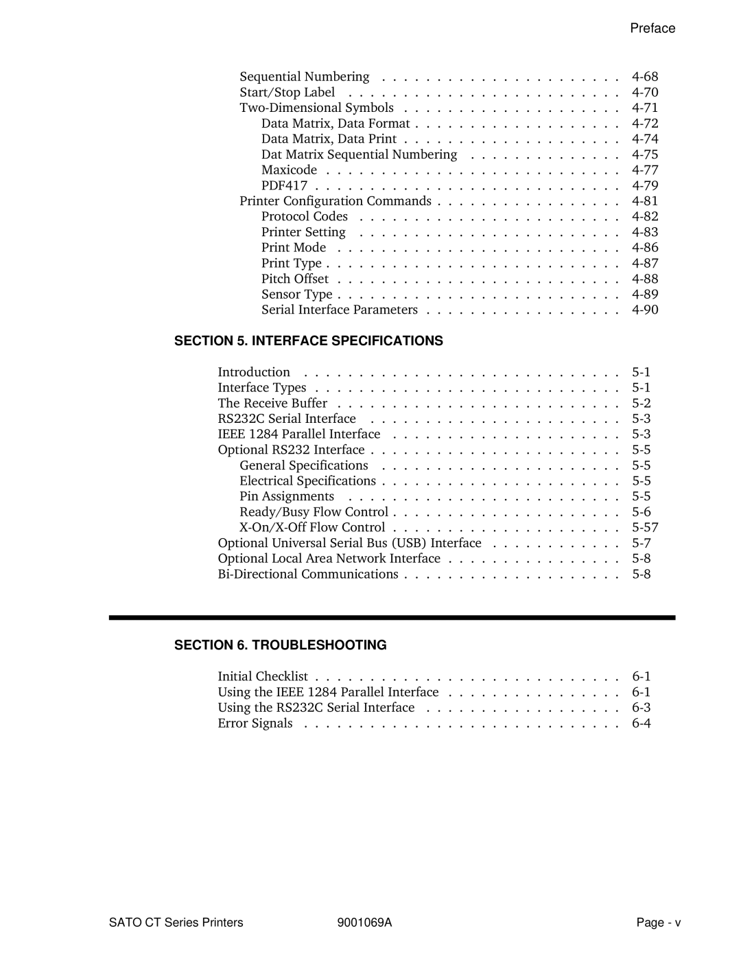 SATO CT400, CT410 manual Interface Specifications 