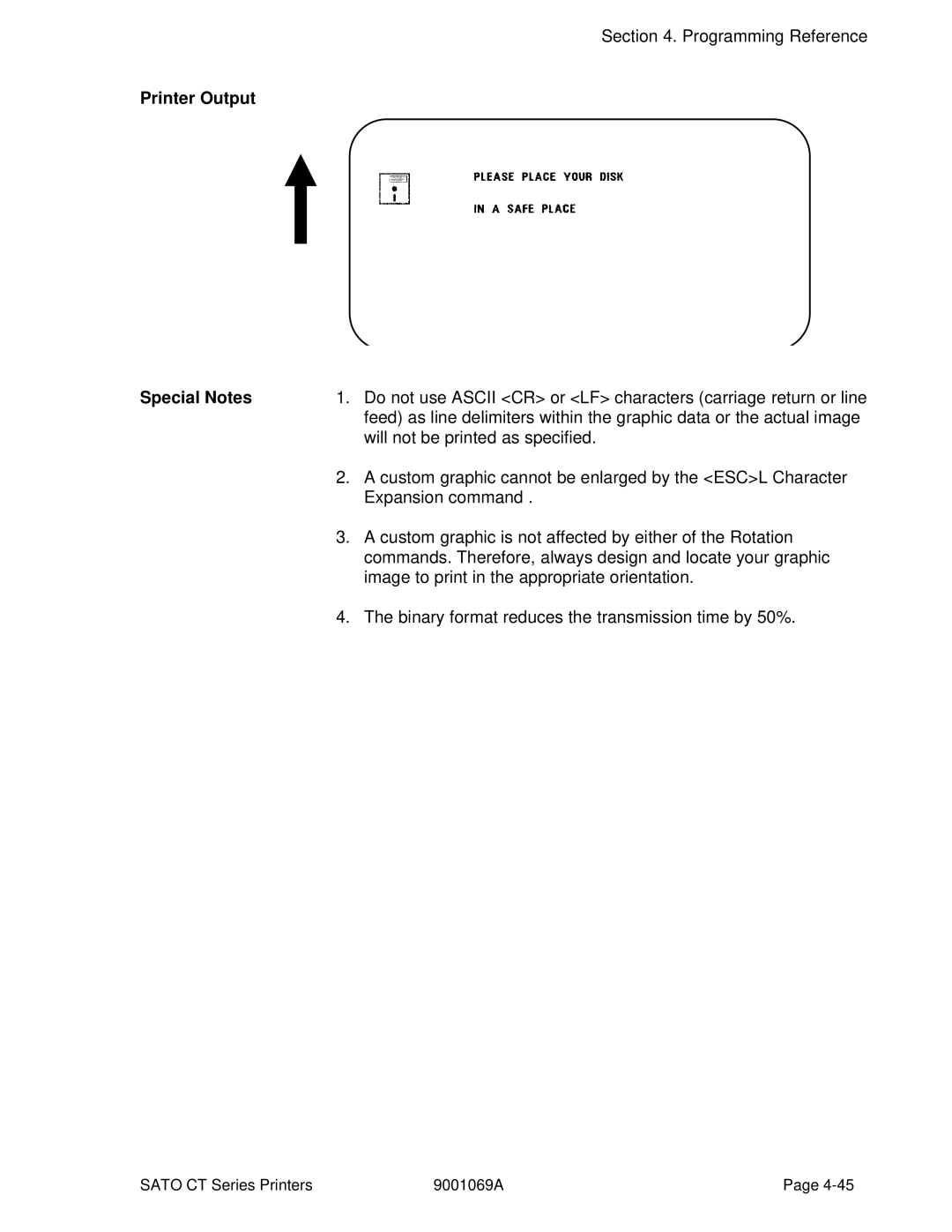 SATO CT400, CT410 manual Custom graphic cannot be enlarged by the Escl Character 