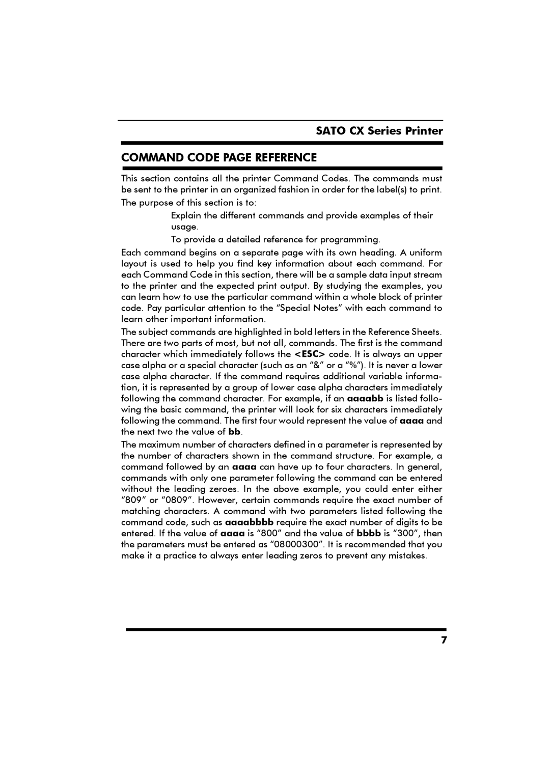 SATO CX Series manual Command Code page Reference 