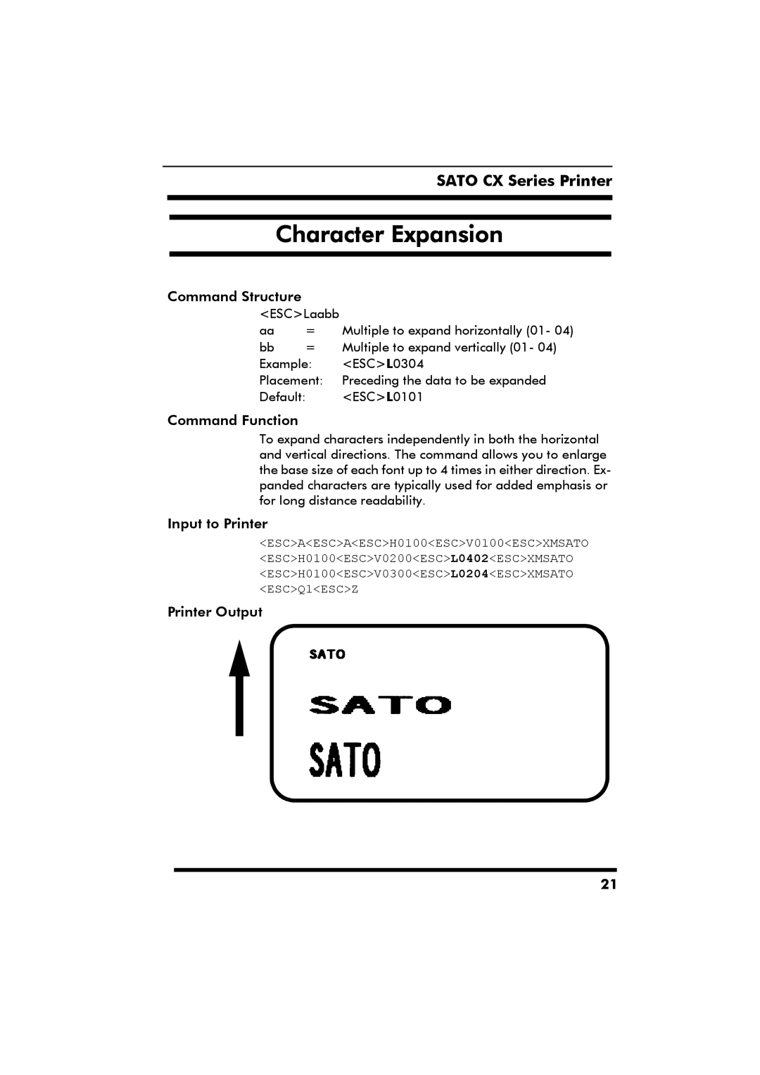 SATO CX Series manual Character Expansion 