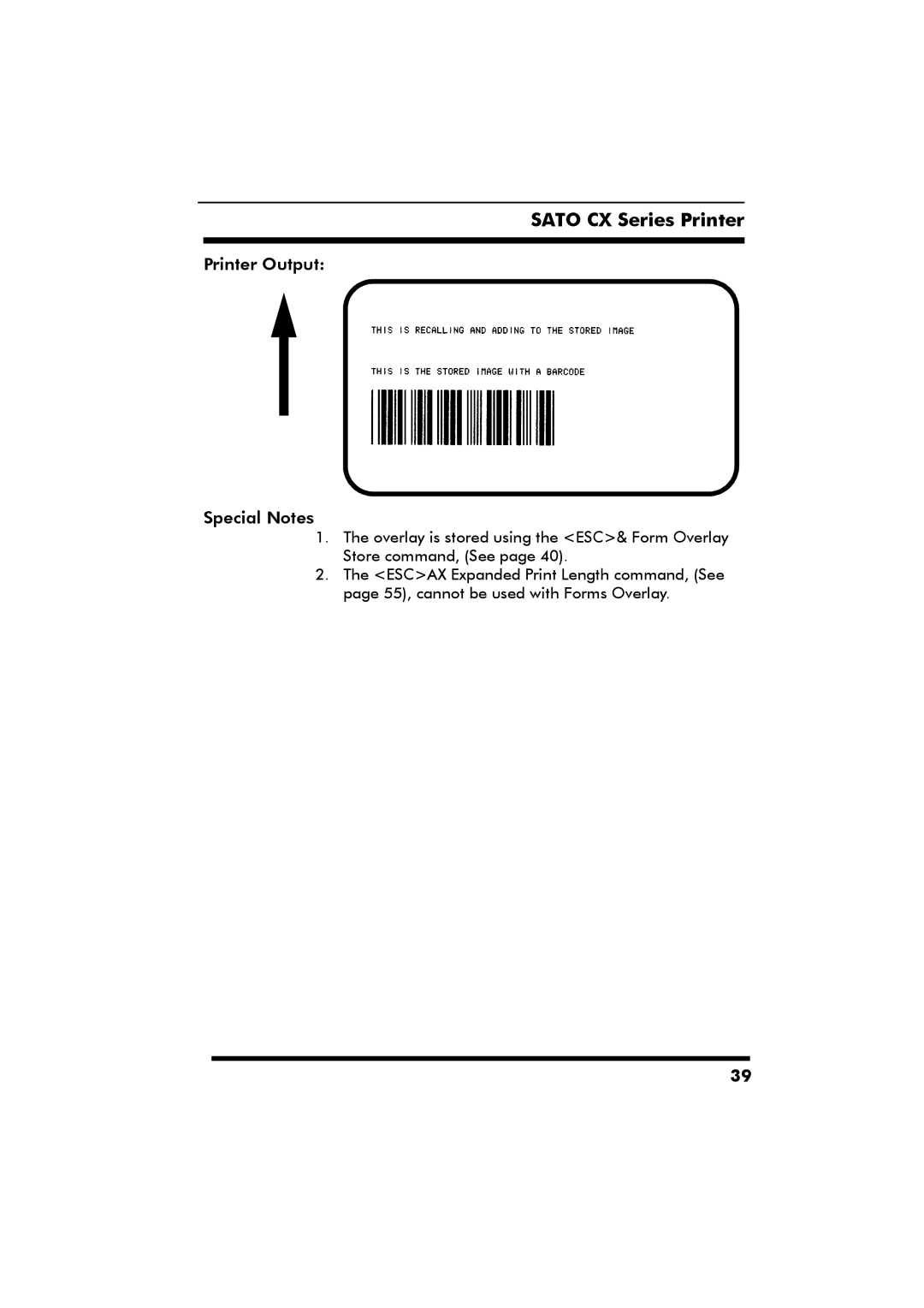 SATO CX Series manual Printer Output Special Notes 