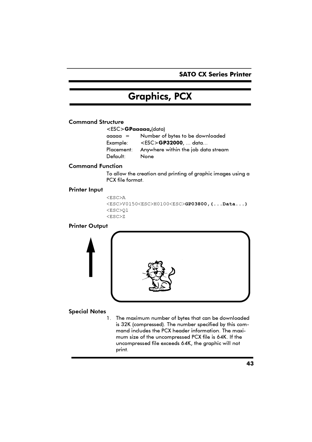 SATO CX Series manual Graphics, PCX 