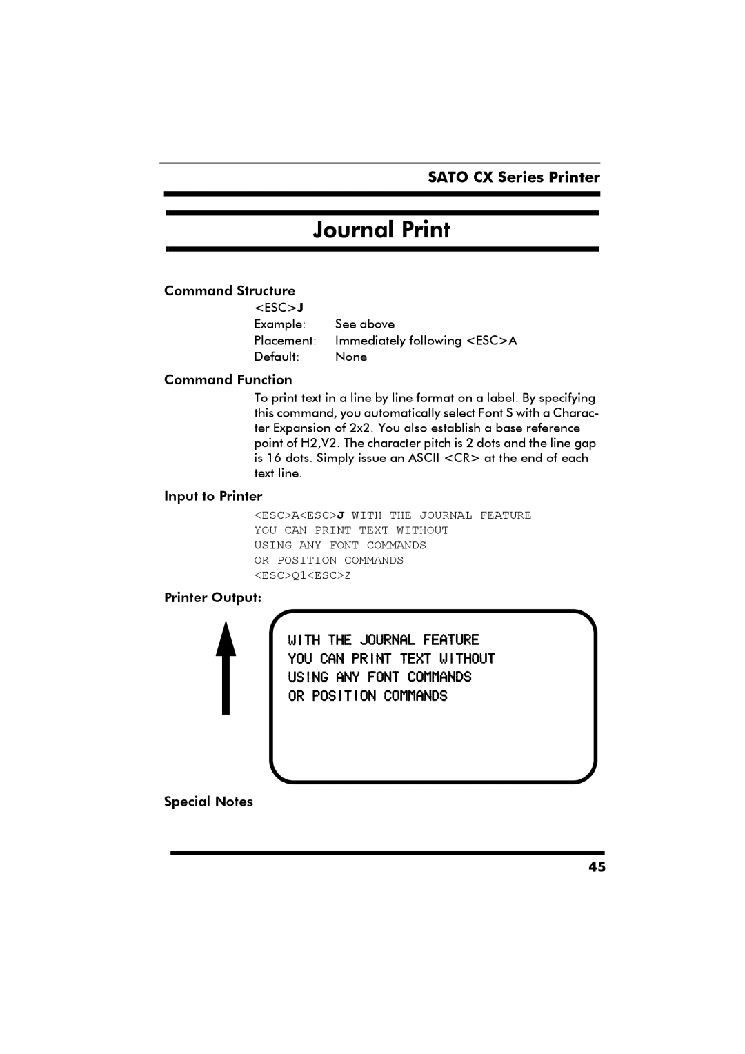 SATO CX Series manual Journal Print 