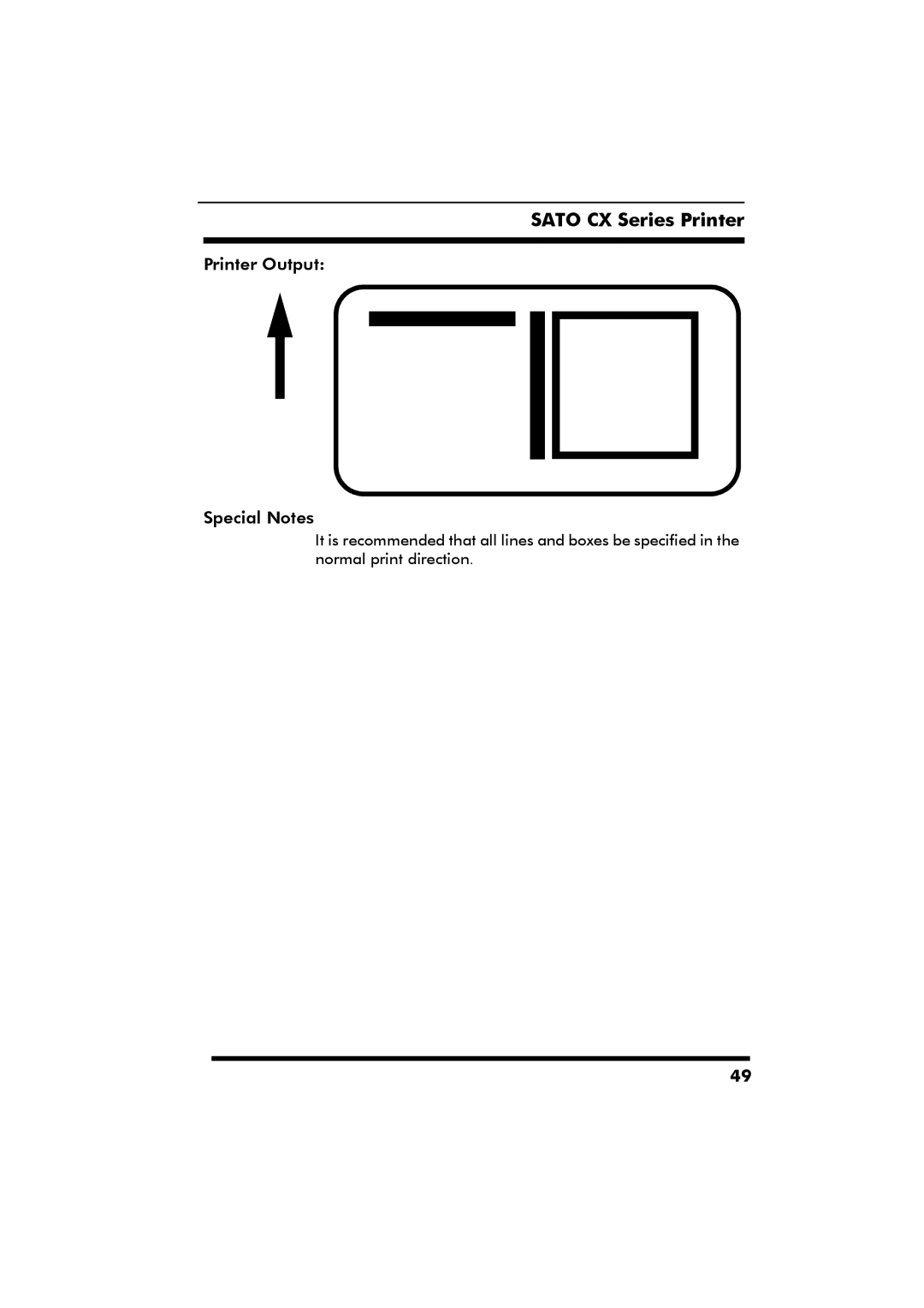 SATO CX Series manual Printer Output Special Notes 